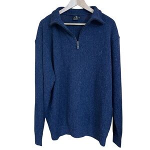 MON REPOS Quarter Zip Navy Luxury Knitted Alpaca Zip-Up Sweater Sz. XL